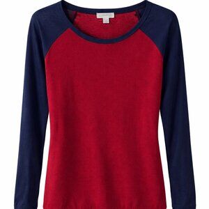 Forever 21 Red & Navy Raglan Long Sleeve Shirt – Women’s Size L